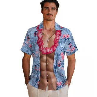 Men's Minnesota Twins Chest Illusion Navy Hawaiian Shirt - MLB Summer Apparel
