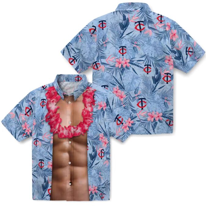 Men's Minnesota Twins Chest Illusion Navy Hawaiian Shirt - MLB Summer Apparel