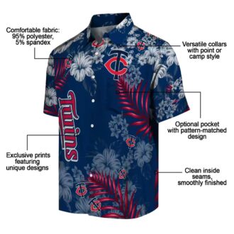 Men's Minnesota Twins Hibiscus Print Hawaiian Shirt - Navy MLB Fan Apparel for Summer
