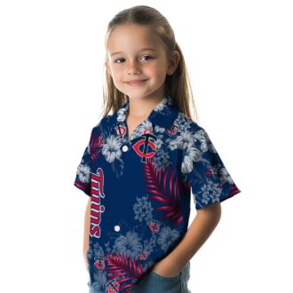 Men's Minnesota Twins Hibiscus Print Hawaiian Shirt - Navy MLB Fan Apparel for Summer