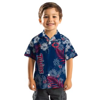 Men's Minnesota Twins Hibiscus Print Hawaiian Shirt - Navy MLB Fan Apparel for Summer