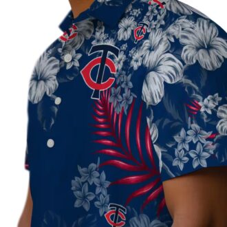Men's Minnesota Twins Hibiscus Print Hawaiian Shirt - Navy MLB Fan Apparel for Summer