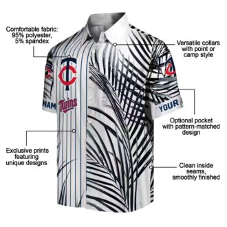 Men's Minnesota Twins Palm Stripes Navy Black White Hawaiian Shirt - MLB Summer Fashion