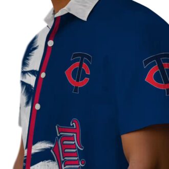 Men’s Minnesota Twins Hawaiian Shirt - Navy White Palm Trees MLB Fan Shirt for Beach & Vacation