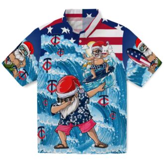 Minnesota Twins Aloha Shirt with Surfing Santa - Funny MLB Holiday Fan Wear
