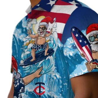 Minnesota Twins Aloha Shirt with Surfing Santa - Funny MLB Holiday Fan Wear