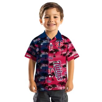 Minnesota Twins Custom Palm Silhouettes Navy Hawaiian Shirt - MLB Summer Fan Apparel