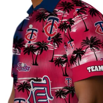 Minnesota Twins Custom Palm Silhouettes Navy Hawaiian Shirt - MLB Summer Fan Apparel