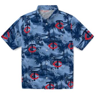 Minnesota Twins Fan Hawaiian Navy Shirt - Coastal Palms MLB Summer Apparel