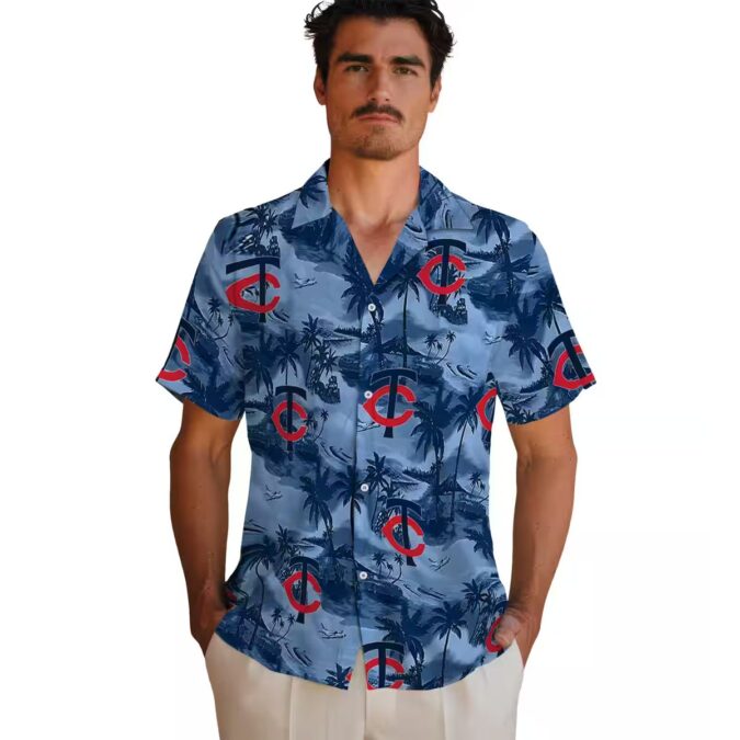 Minnesota Twins Fan Hawaiian Navy Shirt - Coastal Palms MLB Summer Apparel