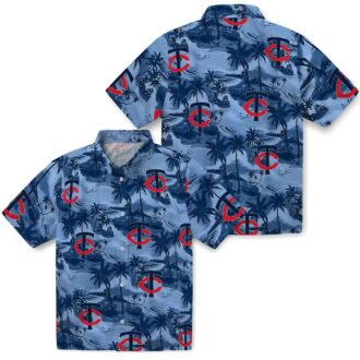 Minnesota Twins Fan Hawaiian Navy Shirt - Coastal Palms MLB Summer Apparel