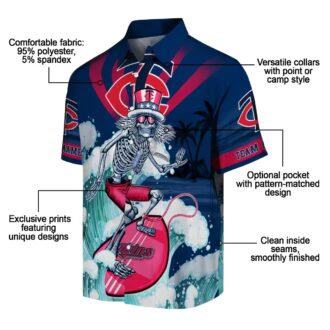Minnesota Twins Navy Blue Tropical Shirt - Custom Surfing Skeleton Design