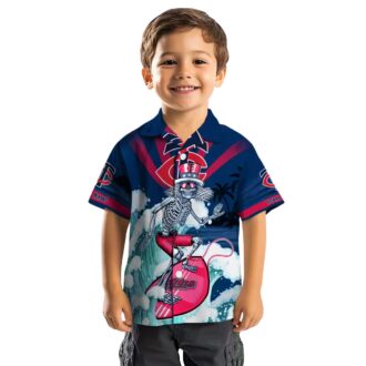 Minnesota Twins Navy Blue Tropical Shirt - Custom Surfing Skeleton Design