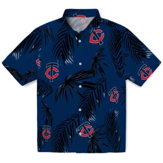 Minnesota Twins Navy Hawaiian Shirt - Palm Leaf Print Tropical MLB Shirt for Summer