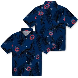 Minnesota Twins Navy Hawaiian Shirt - Palm Leaf Print Tropical MLB Shirt for Summer