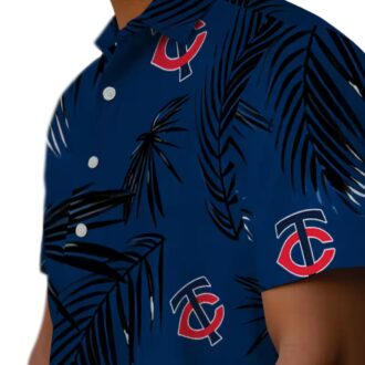 Minnesota Twins Navy Hawaiian Shirt - Palm Leaf Print Tropical MLB Shirt for Summer
