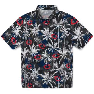Minnesota Twins Palm Pattern Hawaiian Shirt - Men’s Navy Black Tropical MLB Apparel for Summer
