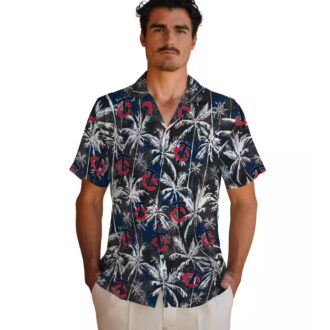 Minnesota Twins Palm Pattern Hawaiian Shirt - Men’s Navy Black Tropical MLB Apparel for Summer