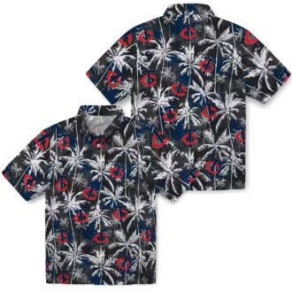 Minnesota Twins Palm Pattern Hawaiian Shirt - Men’s Navy Black Tropical MLB Apparel for Summer