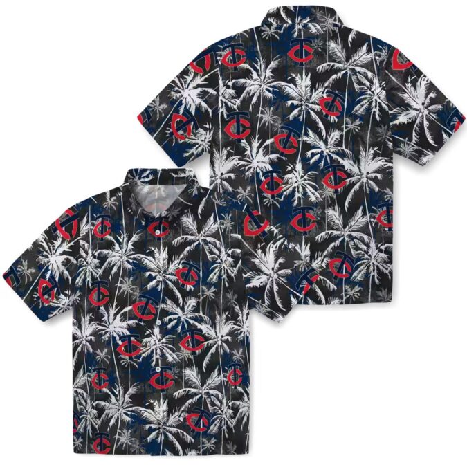 Minnesota Twins Palm Pattern Hawaiian Shirt - Men’s Navy Black Tropical MLB Apparel for Summer