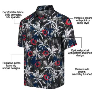 Minnesota Twins Palm Pattern Hawaiian Shirt - Men’s Navy Black Tropical MLB Apparel for Summer