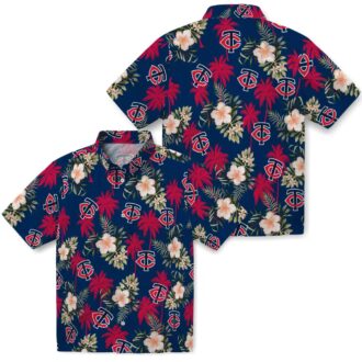 Minnesota Twins Summer Hawaiian Shirt - Navy Palm Tree Flower MLB Fan Shirt for Men