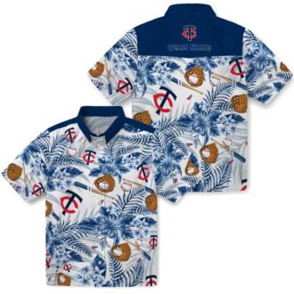 Minnesota Twins Tropical Floral Baseball Hawaiian Shirt - Personalized MLB Navy White Design