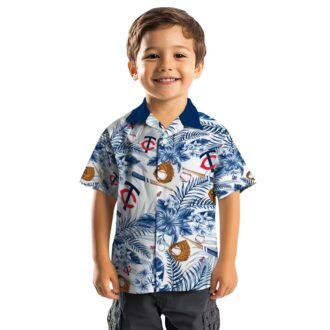Minnesota Twins Tropical Floral Baseball Hawaiian Shirt - Personalized MLB Navy White Design