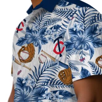 Minnesota Twins Tropical Floral Baseball Hawaiian Shirt - Personalized MLB Navy White Design