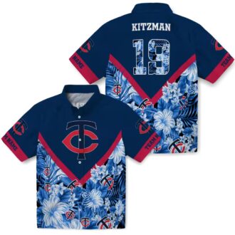 Minnesota Twins Tropical Floral Chevron Navy Hawaiian Shirt - Custom MLB Fan Gear for Summer