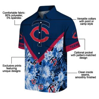 Minnesota Twins Tropical Floral Chevron Navy Hawaiian Shirt - Custom MLB Fan Gear for Summer