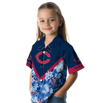 Minnesota Twins Tropical Floral Chevron Navy Hawaiian Shirt - Custom MLB Fan Gear for Summer