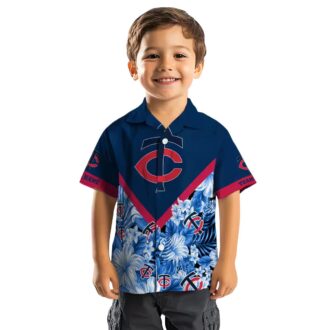 Minnesota Twins Tropical Floral Chevron Navy Hawaiian Shirt - Custom MLB Fan Gear for Summer