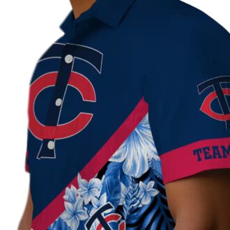 Minnesota Twins Tropical Floral Chevron Navy Hawaiian Shirt - Custom MLB Fan Gear for Summer