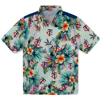 Minnesota Twins Tropical Hawaiian Shirt - Summer Party Outfit with Green Leaf Pattern