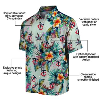 Minnesota Twins Tropical Hawaiian Shirt - Summer Party Outfit with Green Leaf Pattern