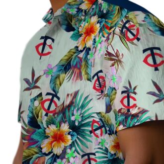 Minnesota Twins Tropical Hawaiian Shirt - Summer Party Outfit with Green Leaf Pattern