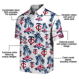 Minnesota Twins Tropical Palm Island Navy White Hawaiian Shirt - MLB Baseball Fan Shirt