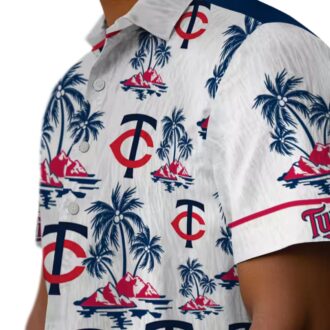 Minnesota Twins Tropical Palm Island Navy White Hawaiian Shirt - MLB Baseball Fan Shirt