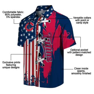 Minnesota Twins Tropical Stitched Flag Shirt - Navy Button-Up Aloha MLB Apparel