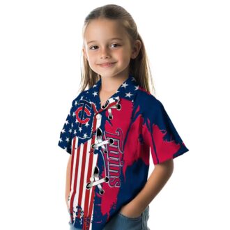 Minnesota Twins Tropical Stitched Flag Shirt - Navy Button-Up Aloha MLB Apparel