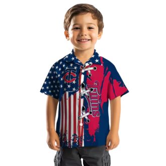 Minnesota Twins Tropical Stitched Flag Shirt - Navy Button-Up Aloha MLB Apparel