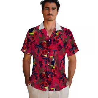MLB Minnesota Twins Floral Toucan Hawaiian Shirt - Navy Red Tropical Summer Shirt for Fans