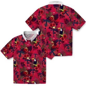 MLB Minnesota Twins Floral Toucan Hawaiian Shirt - Navy Red Tropical Summer Shirt for Fans