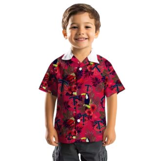 MLB Minnesota Twins Floral Toucan Hawaiian Shirt - Navy Red Tropical Summer Shirt for Fans
