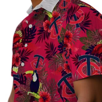 MLB Minnesota Twins Floral Toucan Hawaiian Shirt - Navy Red Tropical Summer Shirt for Fans