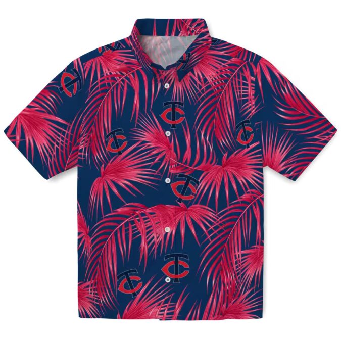 MLB Minnesota Twins Leafy Palms Hawaiian Shirt - Summer Fan Apparel for Vacation & Game Day