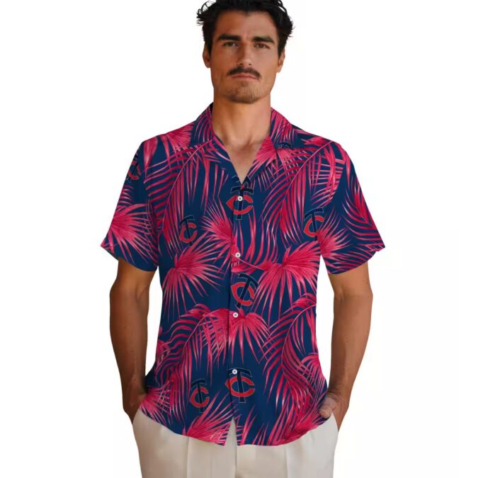 MLB Minnesota Twins Leafy Palms Hawaiian Shirt - Summer Fan Apparel for Vacation & Game Day