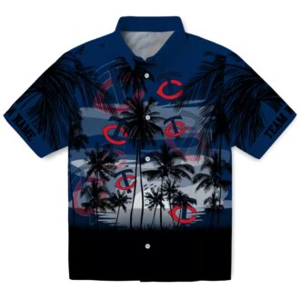 MLB Minnesota Twins Sunset Tropical Hawaiian Shirt - Custom Navy Black Beach Shirt for Men