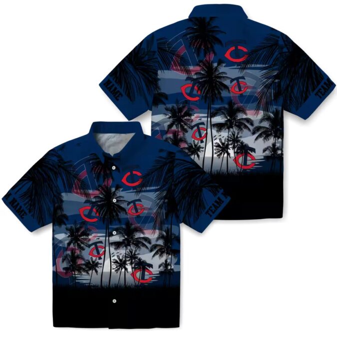 MLB Minnesota Twins Sunset Tropical Hawaiian Shirt - Custom Navy Black Beach Shirt for Men
